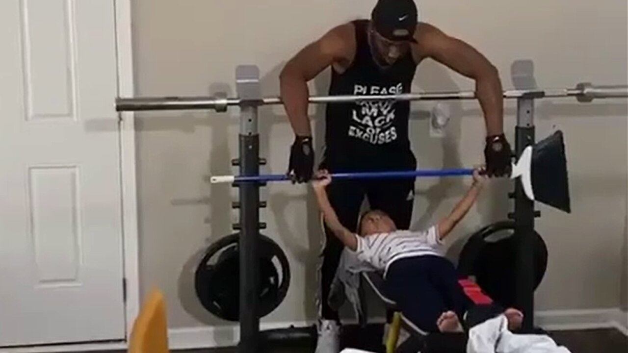 Little Boy Learns How To Bench Press At The Gym Cute & Crazy Kids