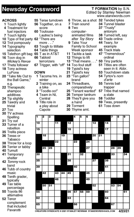 Crossword for 4/23/2021 | Crossword Print | ArcaMax Publishing