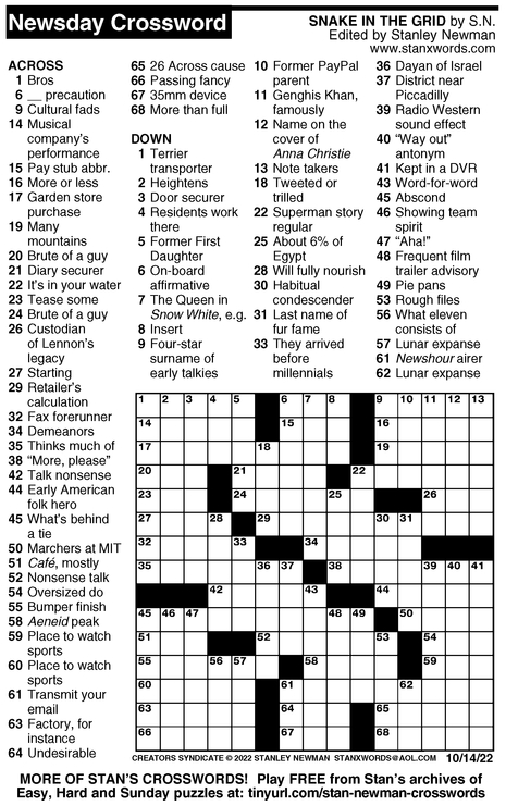 Crossword for 10/14/2022 | Crossword Print | ArcaMax Publishing