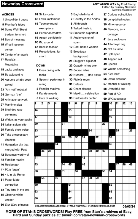 Crossword for 6/5/2024 | Crossword Print | ArcaMax Publishing