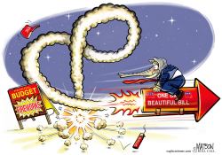 click or tap to zoom Republicans Ride Big Beautiful Budget Rocket