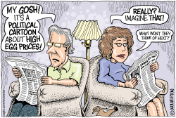 Couple Reading High Egg Price Cartoon