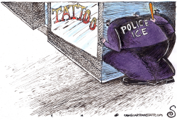 ICE STAKES OUT TATTOO PARLOR