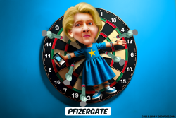 click or tap to zoom Von Der Leyen tight on Dartboard