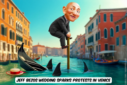 click or tap to zoom Jeff Bezos climbing pole