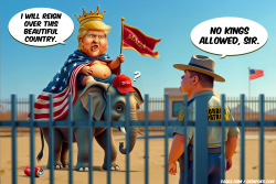 King Trump riding elephant