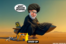 click or tap to zoom Ali Khamenei sitting on nuclear missile