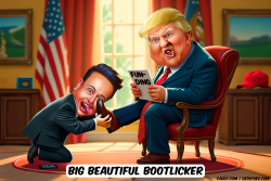 click or tap to zoom Musk licking Trumps shoe