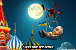 click or tap to zoom Putin being lifted by Ukraine drone