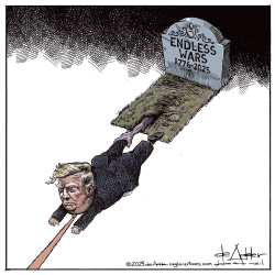 click or tap to zoom Trump is dragged back into Endless Wars