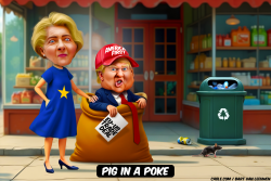 Leyen next to Trump in bag
