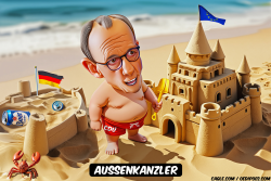 Friedrich Merz building sand castle