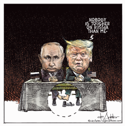 Trump plays footsie with Vladimir Putin