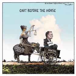 Justice kart before the evidence horse