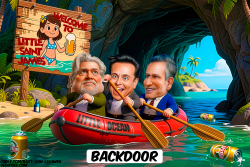 Musk, Bannon and Thiel entering Epstein-island