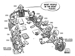 Company's management people around the table