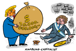 Trump gives big money to beggar milei of Argentina