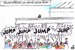 TRUMP ON WHITE HOUSE ROOF