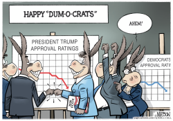 Dum-o-crats Celebrate Low Trump Approval Rating