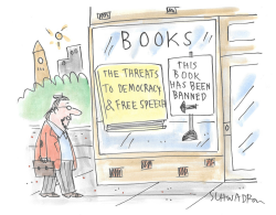 Bookstore Window Shows Banned Democracy Book