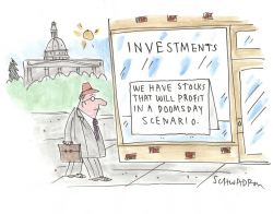 Man Views Doomsday Stocks Investment Sign