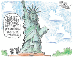 ICE Agents Confront Statue of Liberty