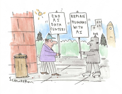 Conflicting AI Protest Signs