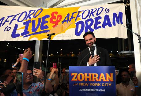 New York mayoral candidate State Rep. Zohran Mamdani (D-NY) speaks to supporters during an election night gathering at The Greats of Craft LIC on June 24, 2025, in the Long Island City neighborhood of the Queens borough in New York City. Mamdani was announced as the winner of the Democratic nomination for mayor in a crowded field in the City’s mayoral primary to choose a successor to Mayor Eric Adams, who is running for re-election on an independent ticket. (Photo by Michael M. Santiago/Getty Images)