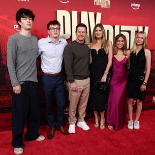 Bang Showbiz / Mark Wahlberg and his family at Play Dirty world premiere in New York.