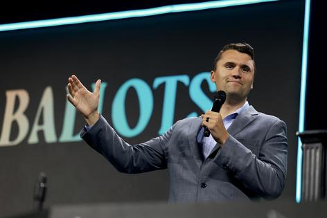 Charlie Kirk, who founded Turning Point USA, speaks before former President Donald Trump's arrival during a Turning Point USA Believers Summit conference at the Palm Beach Convention Center on July 26, 2024, in West Palm Beach, Florida. (Joe Raedle/Getty Images/TNS)