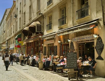 Cafe Street, Lyon, France. Dreamstime/TCA