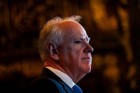 ST. PAUL, MINNESOTA - JANUARY 5: Minnesota Gov. Tim Walz speaks during a press conference at the State Capitol building on January 5, 2026 in St. Paul, Minnesota. Walz announced today that he is abandoning his re-election campaign for governor, blaming scrutiny from President Donald Trump for his decision. (Photo by Stephen Maturen/Getty Images)