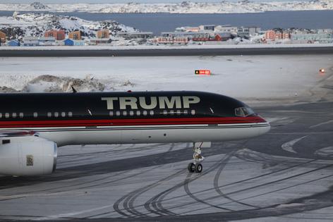 An aircraft allegedly carrying U.S. businessman Donald Trump Jr. arrives in Nuuk, Greenland on Jan. 7, 2025. Donald Trump Jr.'s plane landed in Nuuk, Greenland, where he made a short private visit, weeks after his father, U.S. President-elect Donald Trump, suggested Washington annex the autonomous Danish territory. (Emil Stach/Ritzau Scanpix/AFP via Getty Images/TCA)