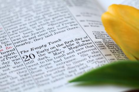 Open Bible with text in John 20 about resurrection. Dreamstime/TCA