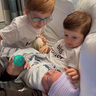 Bang Showbiz / Meghan Trainor's sons Riley and Barry bonding with their newborn sister, Mikey / © Instagram