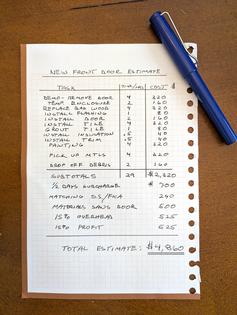 This is the quick long-distance estimate I created for Irene to help her understand why it costs thousands of dollars to install a new front door and repair water damage. (Tim Carter/Tribune Content Agency/TNS)