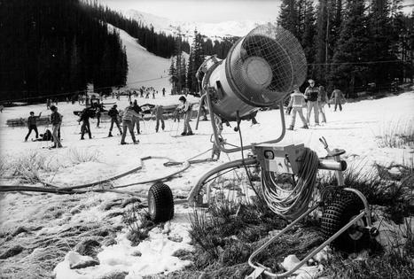 A November 1981 archival photo from The Denver Post shows the Loveland ski resort west of Denver after it opened using mechanically made snow.
              Denver Post/via Getty Images