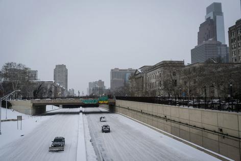 A view of I-676 during the major winter storm in Philadelphia on Jan. 25, 2026. Philly and other local governments pretreat major roads with brine to prevent ice.
              Wolfgang Schwan/Anadolu via Getty Images