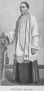 An image of Augustus Tolton in William Simmons and Henry McNeal Turner’s 1887 book ‘Men of Mark: Eminent, Progressive and Rising.’
New York Public Library via Wikimedia Commons