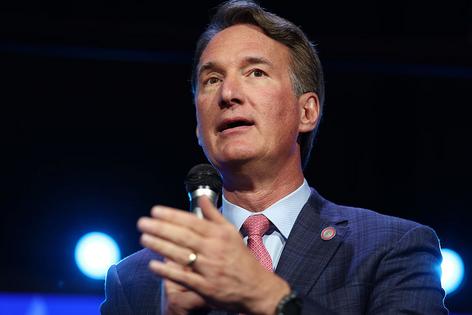 STERLING, VIRGINIA - OCTOBER 25: Virginia Governor Glenn Youngkin speaks at a CPAC Latino Rally for Virginia on October 25, 2025 in Sterling, Virginia. Earle-Sears, the current lieutenant Governor of Virginia, is campaigning across the state of Virginia with nine days left before election day. (Photo by Anna Moneymaker/Getty Images)
