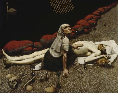 ‘Lemminkäinen’s Mother,’ by Finnish painter Akseli Gallen-Kallela, depicts her bringing one of the Kalevala’s heroes back to life.
              Ateneum via Wikimedia Commons