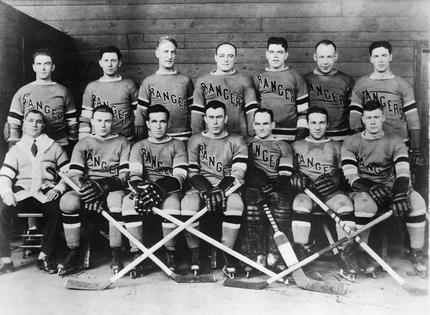 The New York Rangers pose for a photo in 1928 in New York. Taffy Abel is second from right in the back row.
AP files