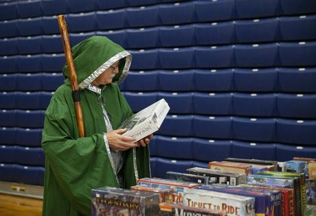 David Cargo, a Dungeons & Dragons player, dressed as one of his characters named Thorn Woodson, browses through board games at Portland Comic Expo on Oct. 27, 2019, in Portland, Ore.  Ariana van den Akker/Portland Press Herald via Getty Images
