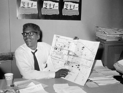Civil rights activist Bayard Rustin organizing the 1963 March on Washington, an example of how existing maps can also be used in politically disruptive ways.
              AP Photo