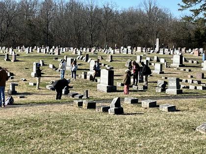 Miami University students in the author's advanced GIS course collect headstone data. Robbyn Abbitt, CC BY-SA