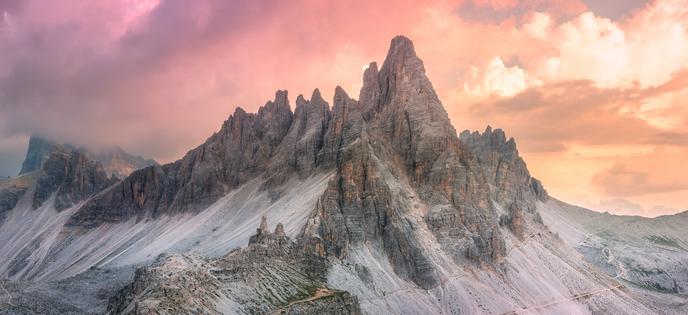 Mountain ridge view of Tre Cime di Lavaredo, South Tirol, Dolomites Italian Alps. Dreamstime/TCA