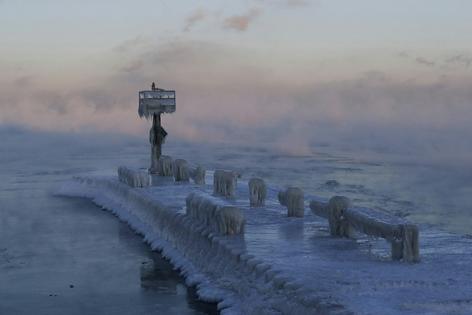 Lake Michigan at 39th Street Harbor in Chicago, Jan. 30, 2019.
              AP Photo/Nam Y. Huh