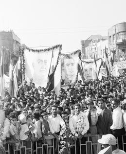 Iranians crowd the main square in Tehran in August 1954 to celebrate the first anniversary of the arrest of former Premier Mohammad Mossadegh.
Bettmann/Contributor/Getty Images