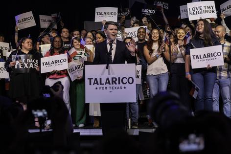 Texas Senate candidate James Talarico (D-TX) addresses supporters on election night on March 3, 2026, in Austin, Texas. Texans went to the polls to vote for Democratic and Republican primary candidates ahead of November's midterm elections. (John Moore/Getty Images/TCA)