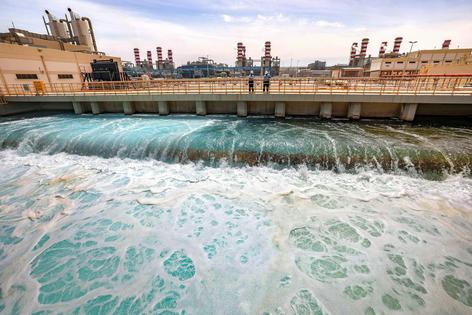 The Ras al-Khair water desalination plant in eastern Saudi Arabia is just one of many along the Persian Gulf coast. Fayez Nureldine/AFP via Getty Images